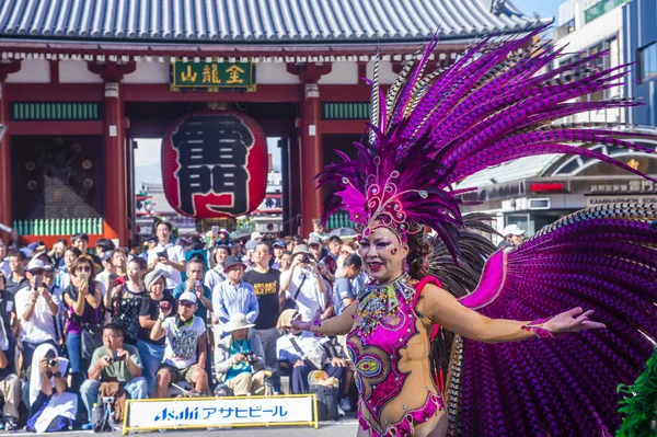 Tokyo Aug Deelnemer Het Asakusa Samba Carnaval Tokio Augustus 2018 — Stockfoto