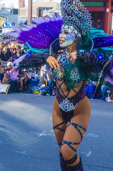 Tokyo Agosto Partecipante Carnevale Asakusa Samba Tokyo Agosto 2018 Carnevale — Foto Stock