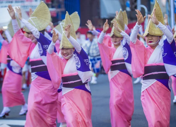 Tokyo Aug Deelnemers Aan Awa Odori Festival Tokio Japan Augustus — Stockfoto