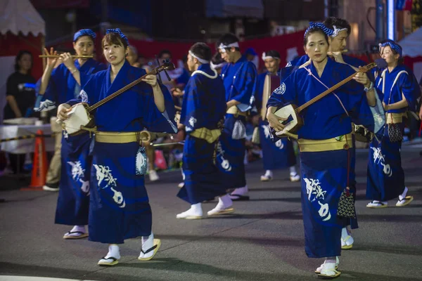 Tokyo Aug Deelnemers Aan Awa Odori Festival Tokio Japan Augustus — Stockfoto