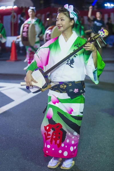 Tokio Ago Participante Festival Awa Odori Tokio Japón Agosto 2018 —  Fotos de Stock