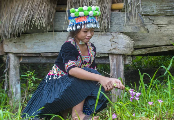 Bam Ouan Laos August Mädchen Aus Der Hmong Minderheit Bam — Stockfoto