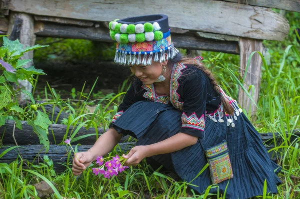 Bam Ouan Laos August Mädchen Aus Der Hmong Minderheit Bam — Stockfoto