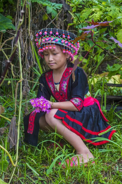 Bam Ouan Laos Août Fille Minorité Hmong Dans Village Bam — Photo