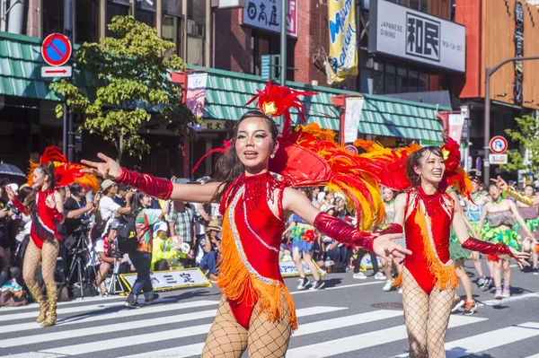 Tokio Sierpnia Uczestnicy Karnawał Samby Asakusa Tokio 2018 Sierpnia Karnawał — Zdjęcie stockowe