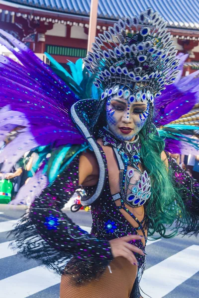 Tokyo Agosto Partecipante Carnevale Asakusa Samba Tokyo Agosto 2018 Carnevale — Foto Stock