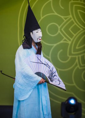 Andong, Kore - Ekim 01: Andong Güney Kore, geleneksel Kore Maskdance üzerinde 01 Ekim 2018 gerçekleştirme aktör, Maskdance Festivali Andong içinde her yıl düzenlenen