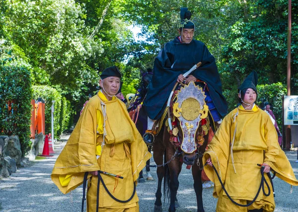 Kyoto Maggio Partecipanti Aoi Matsuri Kyoto Giappone Maggio 2018 Aoi — Foto Stock