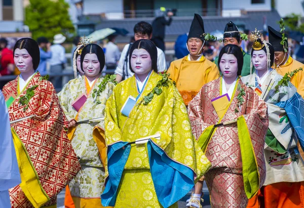 Kyoto Mayo Participantes Aoi Matsuri Kyoto Japón Mayo 2018 Aoi — Foto de Stock