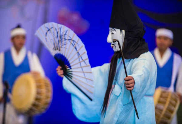 Андонг Южная Корея Окт Актёры Исполняющие Традиционный Корейский Маскарад Фестивале — стоковое фото
