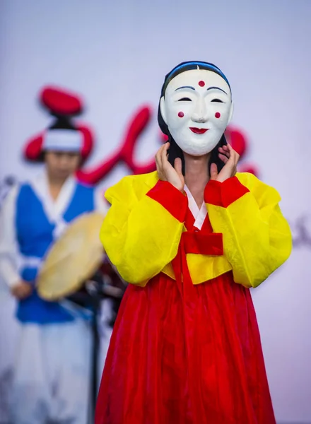 Andong Zuid Korea Okt Acteurs Uitvoeren Van Traditinal Korean Maskdance — Stockfoto