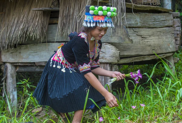 Bam Ouan Laos Ago Niña Minoría Hmong Aldea Bam Ouan — Foto de Stock