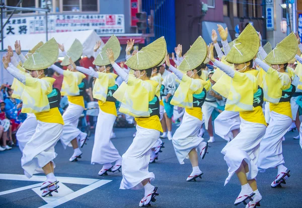 Tokio Ago Participantes Festival Awa Odori Tokio Japón Agosto 2018 —  Fotos de Stock