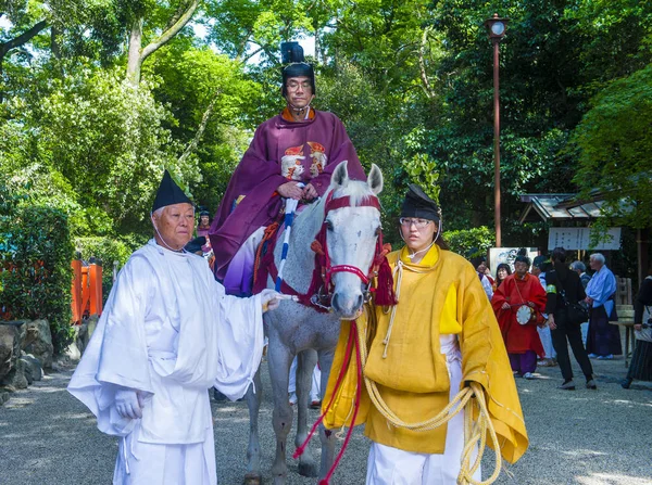 Kyoto Maggio Partecipanti Aoi Matsuri Kyoto Giappone Maggio 2018 Aoi — Foto Stock