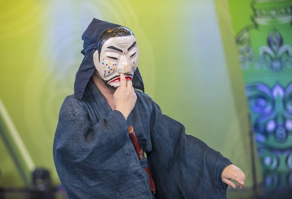 Andong Südkorea 2018 Schauspieler Der Den Traditionellen Koreanischen Maskentanz Beim — Stockfoto