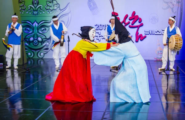 Andong Corea Del Sur Oct Actores Que Interpretan Tradicional Maskdance — Foto de Stock