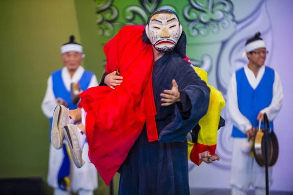 Andong Corea Del Sud Ottobre Attori Che Eseguono Tradizionale Maskdance — Foto Stock