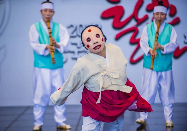 Andong Corée Sud Oct Acteurs Interprétant Traditionnelle Maskdance Coréenne Andong — Photo