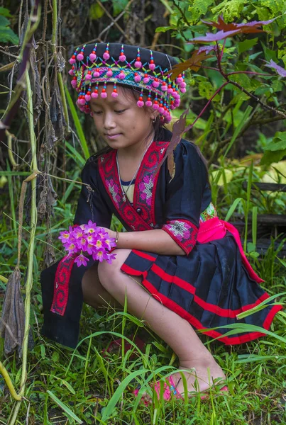 Bam Ouan Laos Août Fille Minorité Hmong Dans Village Bam — Photo