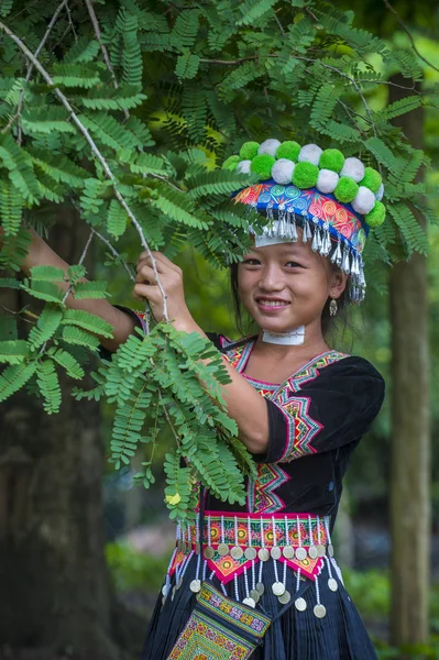 Bam Ouan Laos Août Fille Minorité Hmong Dans Village Bam — Photo