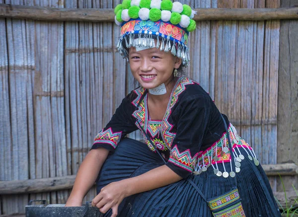 Bam Ouan Laos August Mädchen Aus Der Hmong Minderheit Bam — Stockfoto