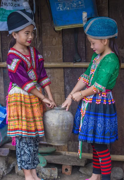 Bam Ouan Laos Augustus Meisjes Van Hmong Minderheid Bam Ouan — Stockfoto