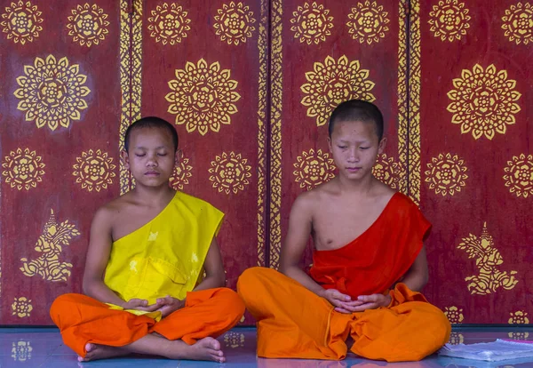 Luang Prabang Laos Ago 2018 Monjes Novicios Luang Prabang Laos —  Fotos de Stock