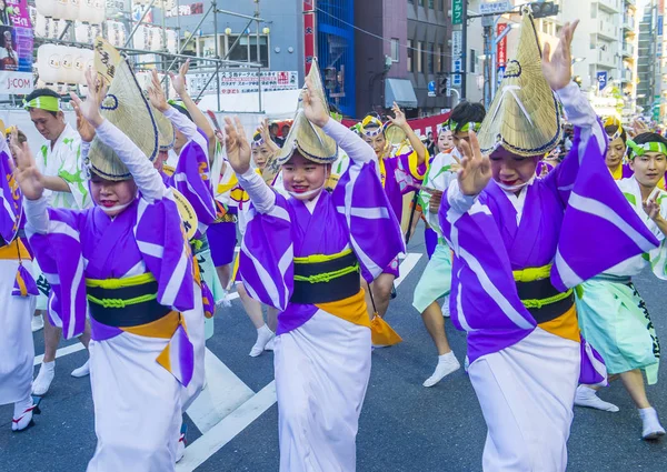 Tokyo Aug Teilnehmer Awa Odori Festival Tokyo Japan August 2018 — Stockfoto