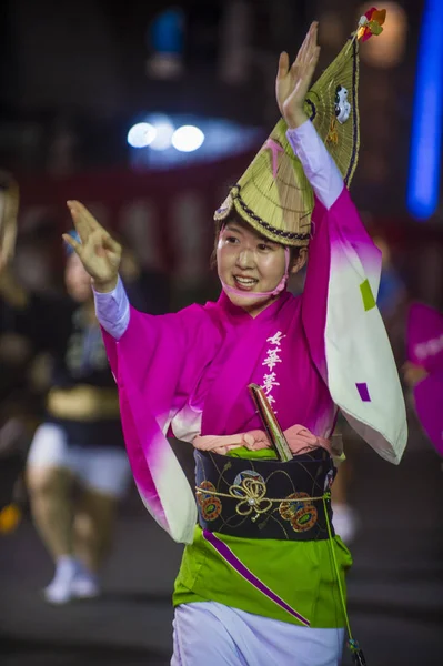 Tokyo Aug Deelnemer Het Awa Odori Festival Tokio Japan Augustus — Stockfoto