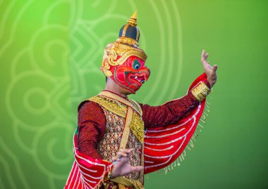 Andong, Kore - Ekim 01: maske dans festivali traditinal Tay Khon dansta Andong Güney Kore'de üzerinde 01 Ekim 2018 gerçekleştirme Tay dansçı 