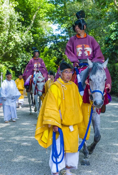 5月15日 参加者在祭在日本京都 在2018年5月15日 Mastsuri 是日本京都举行的三个主要年度节日之一 — 图库照片