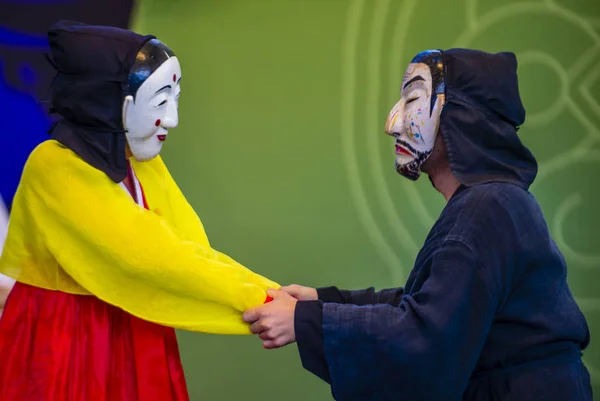 Andong Korea Południowa Paź Aktorów Naprawdę Ciekawa Maskdance Koreańskiego Korei — Zdjęcie stockowe