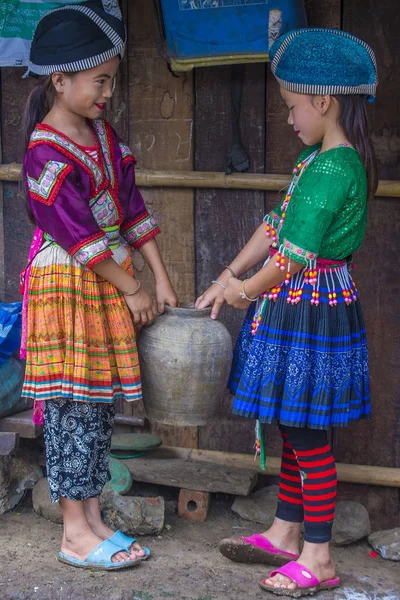 Bam Ouan Laos Augustus Meisjes Van Hmong Minderheid Bam Ouan — Stockfoto