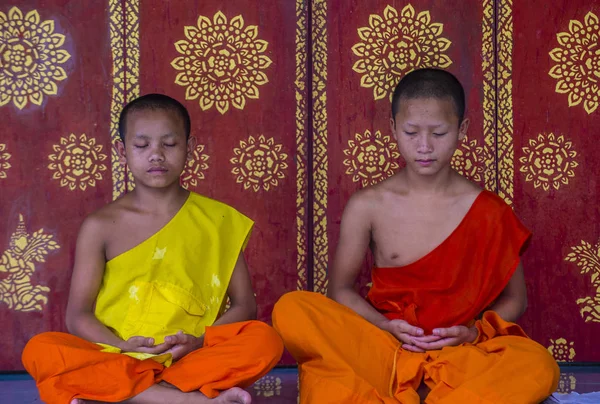 Luang Prabang Laos Ago 2018 Monjes Novicios Luang Prabang Laos —  Fotos de Stock