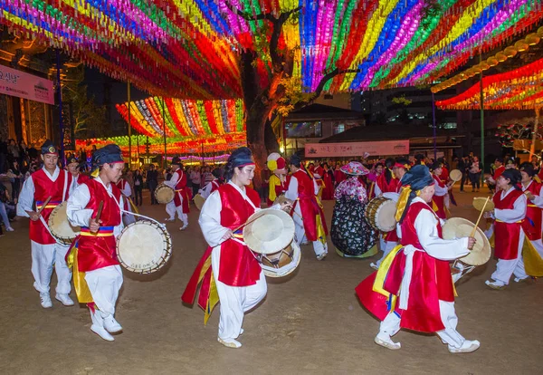 Seoul Mei Koreaanse Dansers Uitvoeren Bij Jogyesa Tempel Tijdens Lotus — Stockfoto