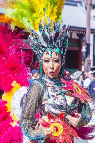 Tokyo Ago Participante Carnaval Samba Asakusa Tóquio Japão Agosto 2018 — Fotografia de Stock