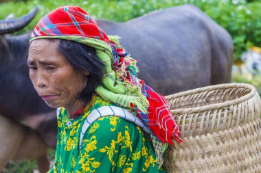 Dong Van, Vietnam - Ekim 16: Hafta sonu Pazar Dong Van Vietnam üzerinde 16 Eylül 2018. Piyasada çevreleyen tepelerden etnik gruplar için ticari bir yer