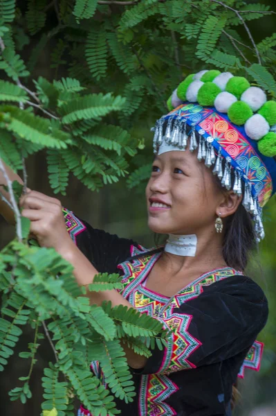 Bam Ouan Laos August Mädchen Aus Der Hmong Minderheit Bam — Stockfoto