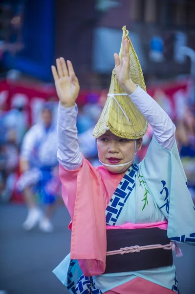 Tokio Ago Participante Festival Awa Odori Tokio Japón Agosto 2018 —  Fotos de Stock