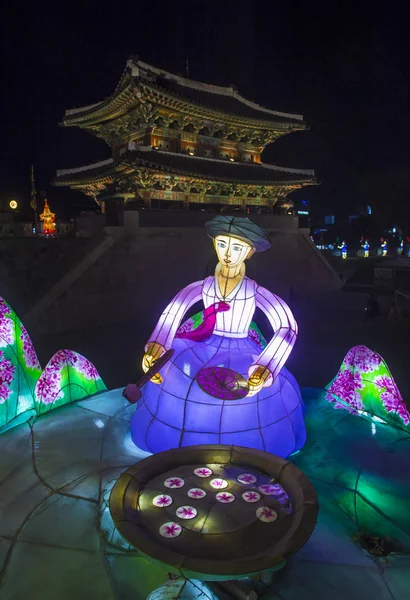 Jinju Corea Del Sud Ottobre Decorazione Variopinta Delle Lanterne Durante — Foto Stock