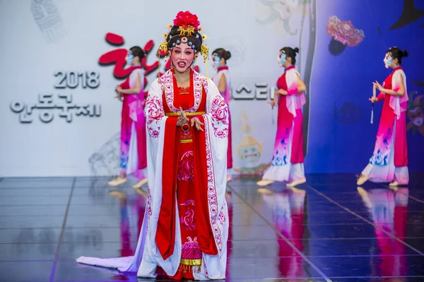 Andong Zuid Korea Okt Chinese Dansers Uit Voeren Het Maskdance — Stockfoto