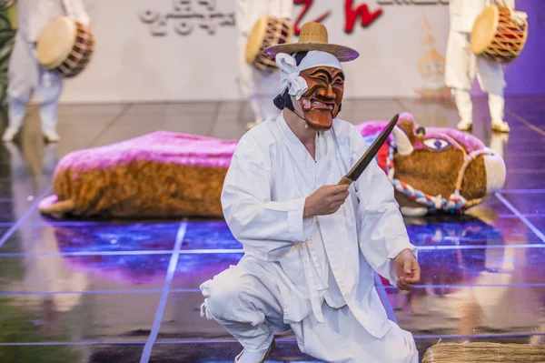 Andong Південна Корея Жовтень Корейська Народних Танцюристів Виконувати Maskdance Фестивалі — стокове фото