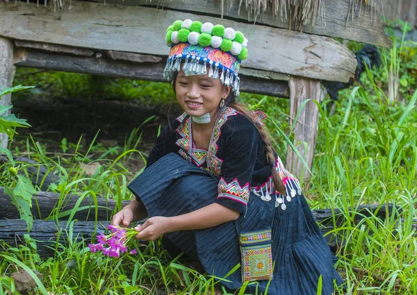 Bam Ouan Laos August Mädchen Aus Der Hmong Minderheit Bam — Stockfoto