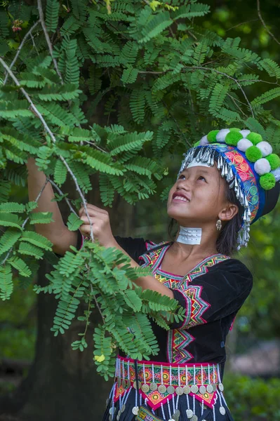 Bam Ouan Laos Août Fille Minorité Hmong Dans Village Bam — Photo