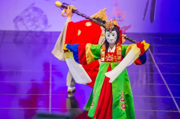 Andong Corea Del Sur Octubre Bailarines Folclóricos Coreanos Actúan Festival — Foto de Stock