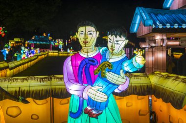 Alışkanlıklar, Güney Kore - Ekim 07: renkli fener dekorasyon sırasında 07 Ekim 2018 alışkanlıklar Lantern Festivali alışkanlıklar, Güney Kore  