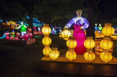 Alışkanlıklar, Güney Kore - Ekim 07: renkli fener dekorasyon sırasında 07 Ekim 2018 alışkanlıklar Lantern Festivali alışkanlıklar, Güney Kore  