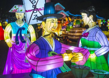 Alışkanlıklar, Güney Kore - Ekim 07: renkli fener dekorasyon sırasında 07 Ekim 2018 alışkanlıklar Lantern Festivali alışkanlıklar, Güney Kore  