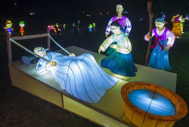 Alışkanlıklar, Güney Kore - Ekim 07: renkli fener dekorasyon sırasında 07 Ekim 2018 alışkanlıklar Lantern Festivali alışkanlıklar, Güney Kore  