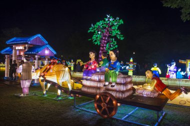 Alışkanlıklar, Güney Kore - Ekim 07: renkli fener dekorasyon sırasında 07 Ekim 2018 alışkanlıklar Lantern Festivali alışkanlıklar, Güney Kore  